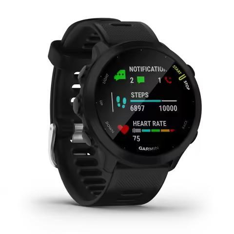 Gps-hardloophorloge Forerunner 55 zwart, Handtassen en Accessoires, Sporthorloges, Zo goed als nieuw, Zwart, GPS, Ophalen