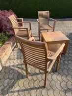 3 chaises en Teck + Table, Jardin & Terrasse, Tables de jardin, Enlèvement, Utilisé, Bois de teck