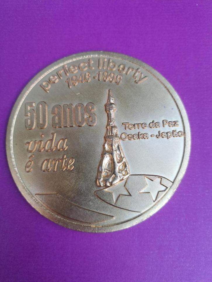 1996 Portugal 50 jaar Perfect Liberty Torre da Paz Osaka, Postzegels en Munten, Penningen en Medailles, Overige materialen, Verzenden