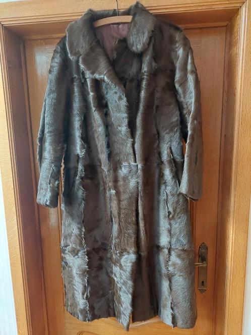 Lange bontmantel in echte pels maat 44, Kleding | Dames, Jassen | Winter, Gedragen, Maat 42/44 (L), Bruin, Ophalen of Verzenden