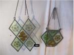 2x Glas in Lood - Non Sine Spinis - 27x20 en 16x20, Antiek en Kunst, Ophalen of Verzenden