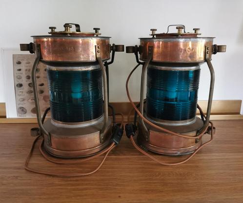 2 identieke scheepslampen Oostende, Antiek en Kunst, Antiek | Verlichting, Ophalen
