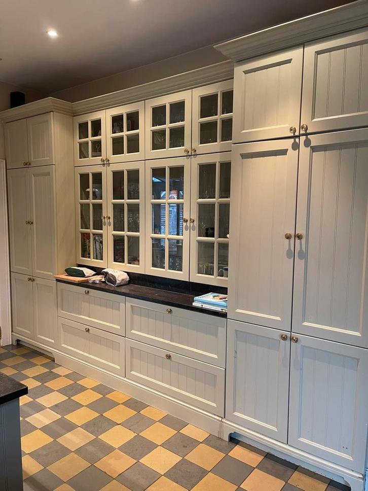 Keuken te koop, Huis en Inrichting, Keuken | Complete keukens, Gebruikt, Crème, Graniet of Steen, Met kookeiland, Ophalen