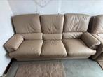 Lederen salonset – 3-zit, 2-zit en 1-zit in beige leder, Huis en Inrichting, Ophalen