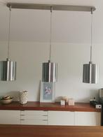 Hanglamp en staande lamp, metallic kleurige kappen, Ophalen, Gebruikt, Metaal, 75 cm of meer