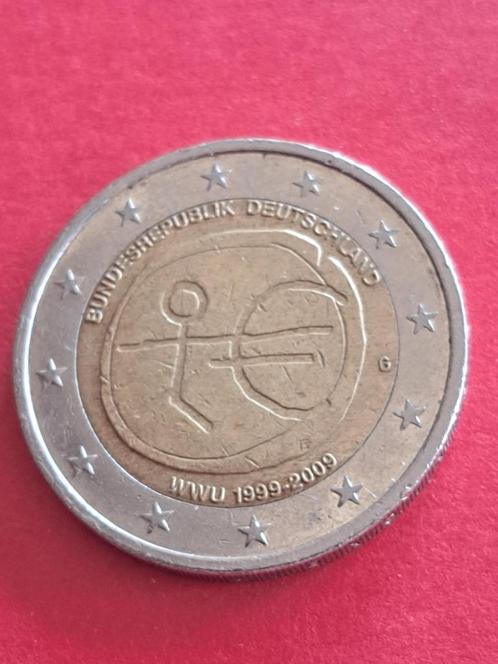 2009 Allemagne 2 euros 10 ans de l'UEM G Karlsruhe, Timbres & Monnaies, Monnaies | Europe | Monnaies euro, Monnaie en vrac, 2 euros