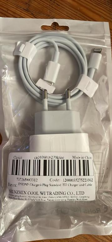 Chargeur rapide iPhone 20w neuf