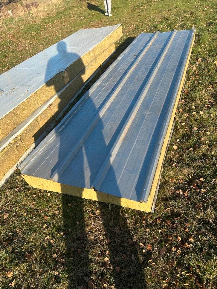 3 panneaux sandwich de 4 m, isolation de 20 cm, Bricolage & Construction, Tuiles & Revêtements de toit, Utilisé, Plaque de toiture ou Plaque de tuile
