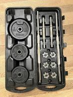 Halterset – Lange stang + 2 dumbbells + Gewichten, Ophalen, Gebruikt, Halterset