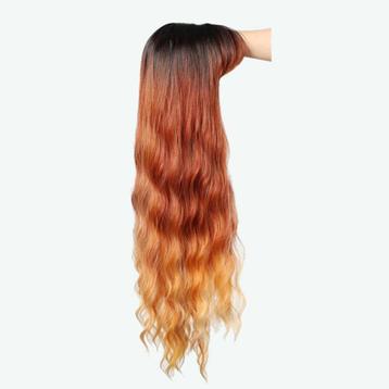 Pruik lang haar met kleurverloop koper ginger mix beschikbaar voor biedingen