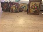 4 schilderijen olieverf, Antiek en Kunst, Kunst | Schilderijen | Klassiek, Ophalen