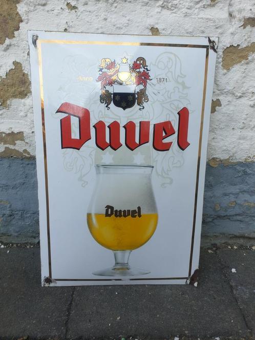 Emaille bord DUVEL, Verzamelen, Biermerken, Zo goed als nieuw, Duvel, Ophalen of Verzenden
