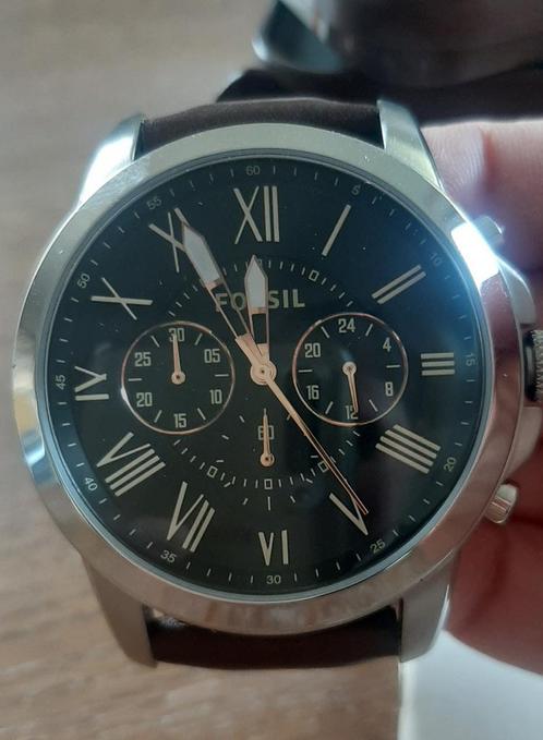 Fossil herenhorloge met leren polsbandje, Handtassen en Accessoires, Horloges | Heren, Nieuw, Polshorloge, Overige merken, Staal
