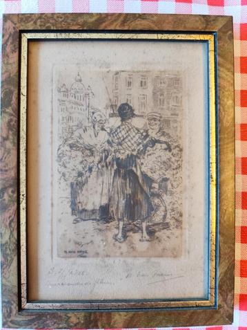 Gravure signée IS van mens 1922 beschikbaar voor biedingen