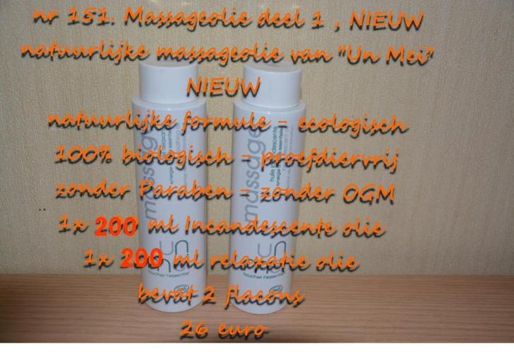 151. Massageolie deel 1 , NIEUW , verzending inbegrepen, Sport en Fitness, Massageproducten, Nieuw, Olie of Lotion, Verzenden