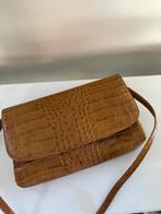 Vintage lederen clutch tas met riem, Ophalen of Verzenden, Zo goed als nieuw