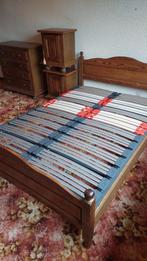 Lit double avec tables de nuit, Maison & Meubles, Chambre à coucher | Lits, Ancien, 210 cm, Brun, Enlèvement