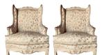 Paire de fauteuils à oreilles d'époque Louis XV en soie, Enlèvement ou Envoi