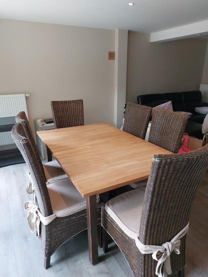 tafel met 6 stoelen, Huis en Inrichting, Tafels | Eettafels, Gebruikt, 100 tot 150 cm, 200 cm of meer, Vijf personen of meer, Rechthoekig