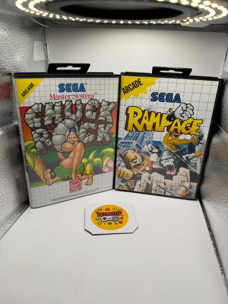 Chuck Rock + Rampage Sega Master System Bundle Lot Near Mint, Games en Spelcomputers, Games | Sega, Zo goed als nieuw, Master System