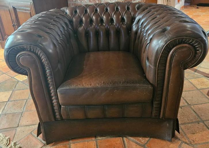 Chesterfield zetel (2 stuks), Antiek en Kunst, Antiek | Meubels | Stoelen en Sofa's, Ophalen