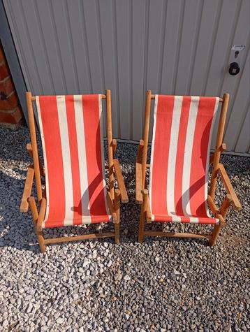2 Vintage  Kinder Strandstoeltjes met Armleuning  beschikbaar voor biedingen