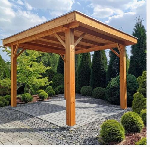 Douglas overkapping 4x4m zelfbouwpakket, Doe-het-zelf en Bouw, Hout en Planken, Zo goed als nieuw, Ophalen