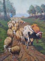 Schilderij M.VAN DEN BEMPT "Koeien en schapen", Antiek en Kunst, Kunst | Schilderijen | Klassiek, Ophalen of Verzenden