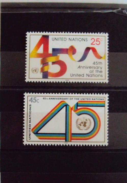USA 1990 NewYork - 2 stamps -  45th Ann. United Nations, Timbres & Monnaies, Timbres | Amérique, Non oblitéré, Amérique du Nord