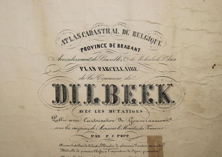 2 oude kaarten Dilbeek, PC Popp, 19eeuw, Antiek en Kunst, Curiosa en Brocante, Ophalen