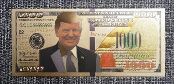 Billet 1000$ Dollars USA 2018 UNC Donald Trump feuille d'or