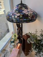 Tiffany lamp uniek model met bronzen beeld 85 cm, Antiek en Kunst, Ophalen