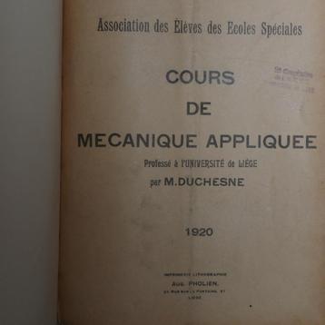 Livre "Cours de Mécanique appliquée" - 1920 beschikbaar voor biedingen