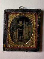 Kinderfoto, ca. 1850 - tintype/ferrotype, Verzamelen, Foto's en Prenten, Ophalen of Verzenden, Foto