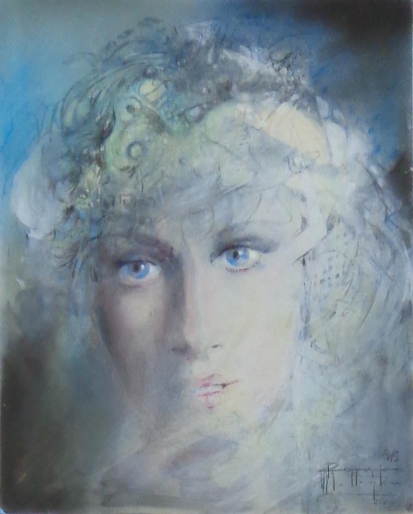 ROGER VAN BELLEGHEM / VROUWENGEZICHT ORIGINEEL 73x53cm KADER, Enlèvement