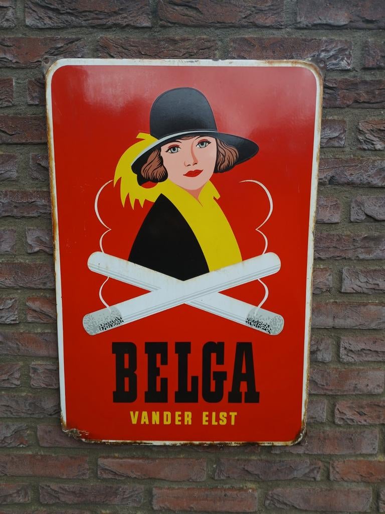 Belga Vander Elst emaille bord 1953, Ophalen, Reclamebord