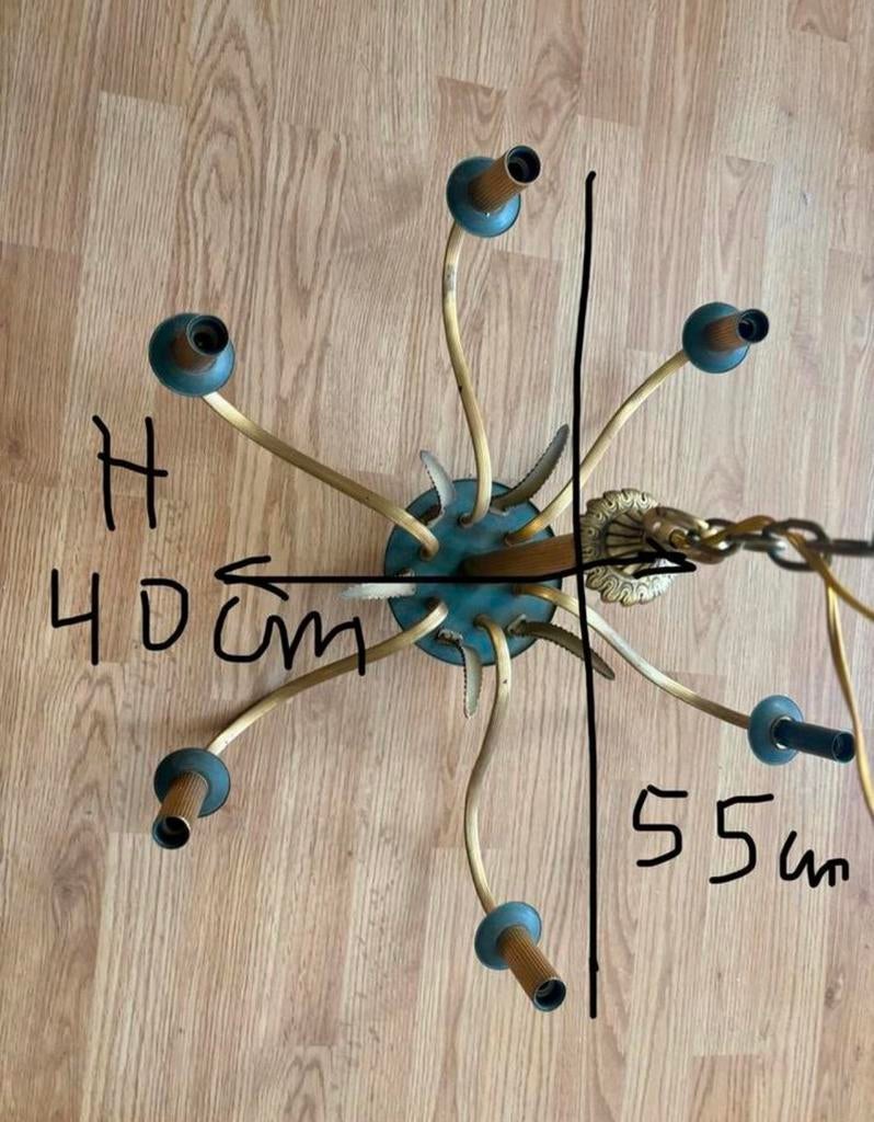 Lustre ancien en bronze 6 branches/bougies comme neuf, Enlèvement, Comme neuf