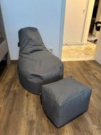 Zitzak met voetenbank als nieuw, Huis en Inrichting, Zitzakken, Ophalen, Zo goed als nieuw, Grijs, Zitzak