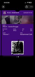 2 BILLETS POUR RSCA vs CERCLE BRUGGE, Tickets & Billets, Deux personnes, Mars