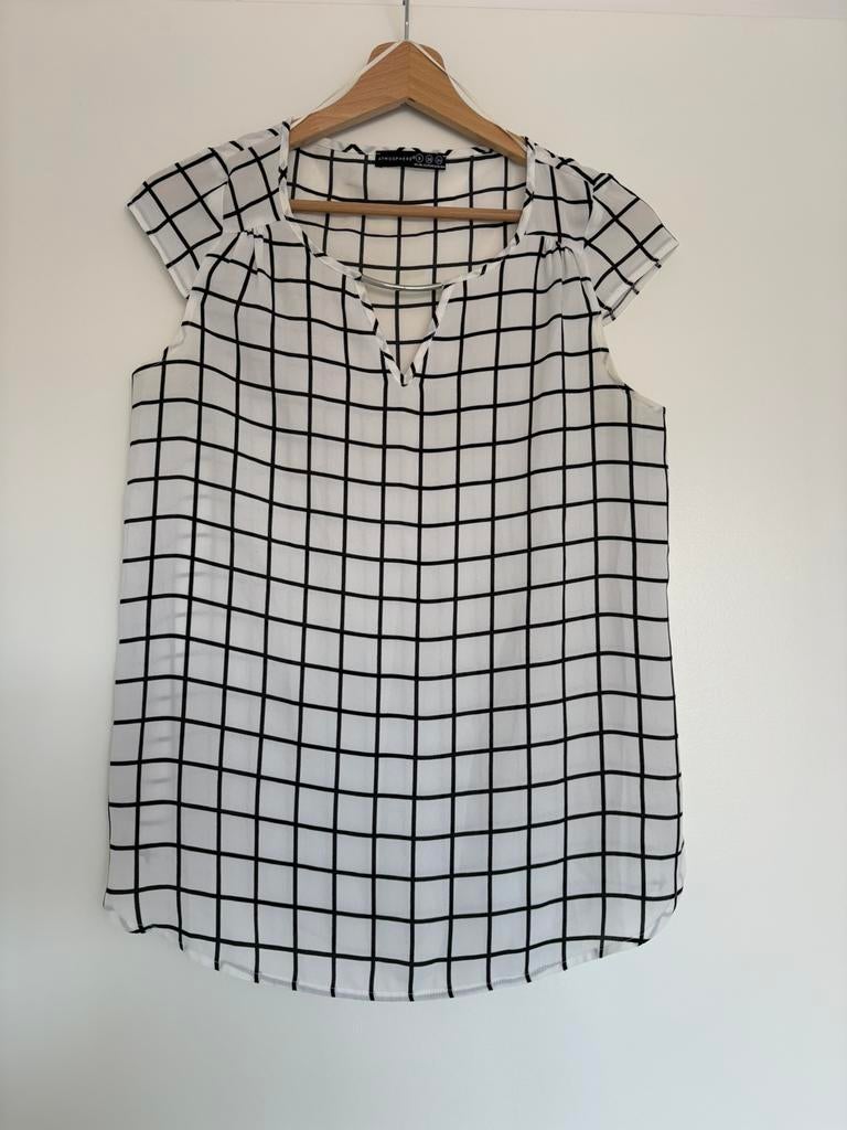 Zwart-witte blouse (maat S / 36), Ophalen of Verzenden, Zo goed als nieuw, Maat 36 (S), Zwart