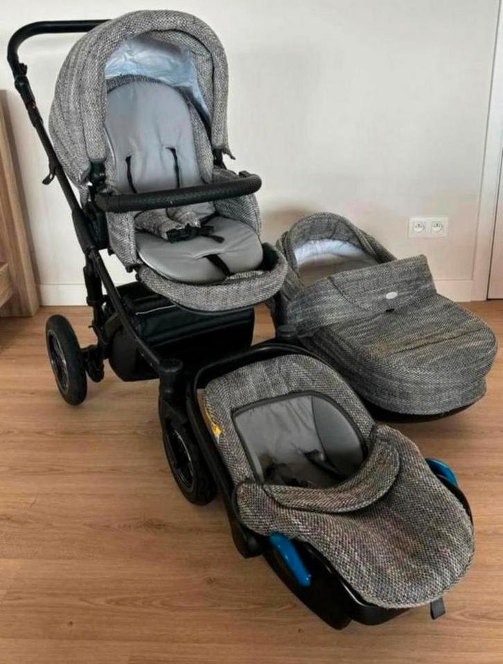P’tit Chou 3 in 1 Kinderwagen – Complete set, Enfants & Bébés, Poussettes & Combinaisons, Comme neuf, Poussette, Tige de poussée réglable
