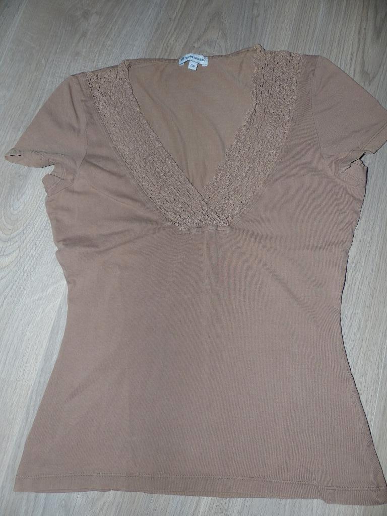 Terre Bleue bruin t-shirt - maat 36, Bruin, Terre Bleue, Ophalen of Verzenden, Zo goed als nieuw