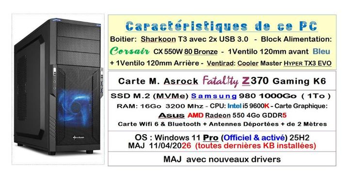 PC Fixe Neuf, Informatique & Logiciels, Ordinateurs de bureau, Comme neuf, 3 à 4 Ghz, SSD, 16 GB, Avec carte vidéo, Gaming, Enlèvement ou Envoi