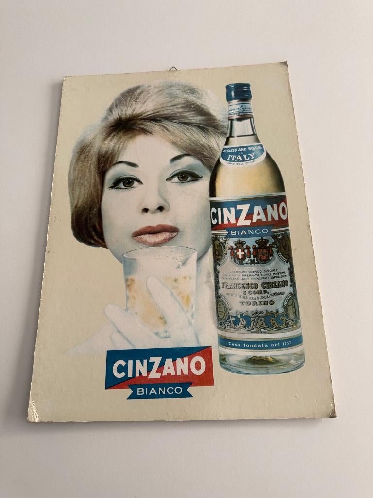 Panneau publicitaire Cinzano bianco avec sceau, Collections, Marques & Objets publicitaires, Enlèvement ou Envoi, Utilisé, Panneau publicitaire