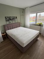 Boxspring 160x200 (incl. gereinigde matras), Huis en Inrichting, Slaapkamer | Boxsprings, Ophalen, Bruin, Tweepersoons, Zo goed als nieuw