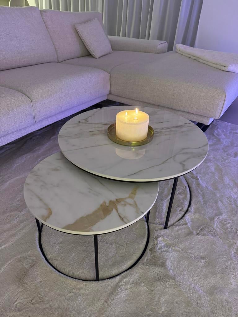 Design salontafel set Yzi -Keramiek- Table du Sud – Topstaat, Maison & Meubles, Enlèvement, Comme neuf