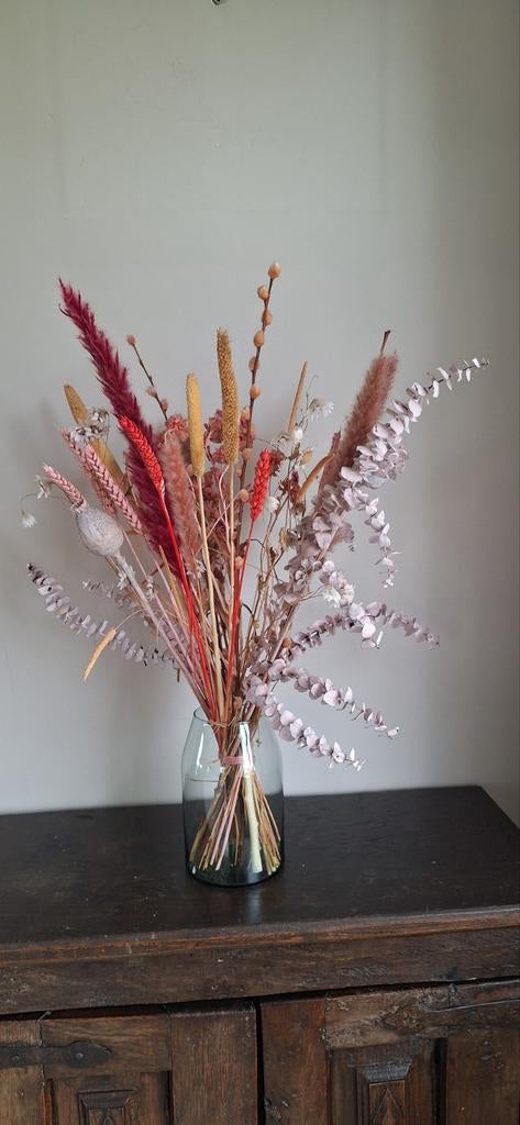 Droogbloemen + vaas, Ophalen