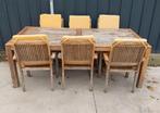 Teak tuinset 6 personen., Tuin en Terras, Ophalen, Gebruikt, 6 zitplaatsen, Teakhout