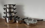 Magnifique set de casseroles en inox – très bon état, Inox, Enlèvement ou Envoi, Comme neuf, Plaques à induction