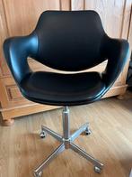 Vintage bureaustoel zwarte skai leder, Huis en Inrichting, Ophalen, Zo goed als nieuw, Zwart, Bureaustoel